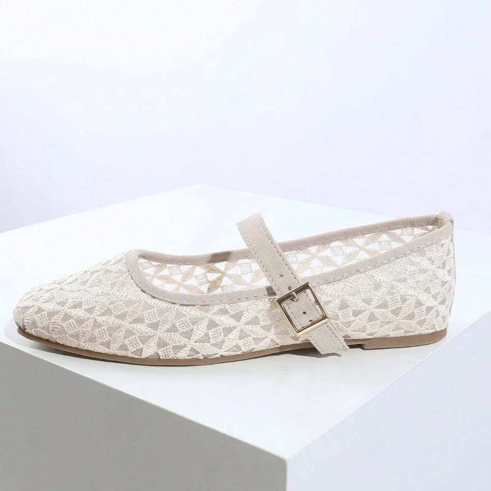 Apricot Elegant Women's Hollow Out Slip-On Flats - Picture 6 of 7